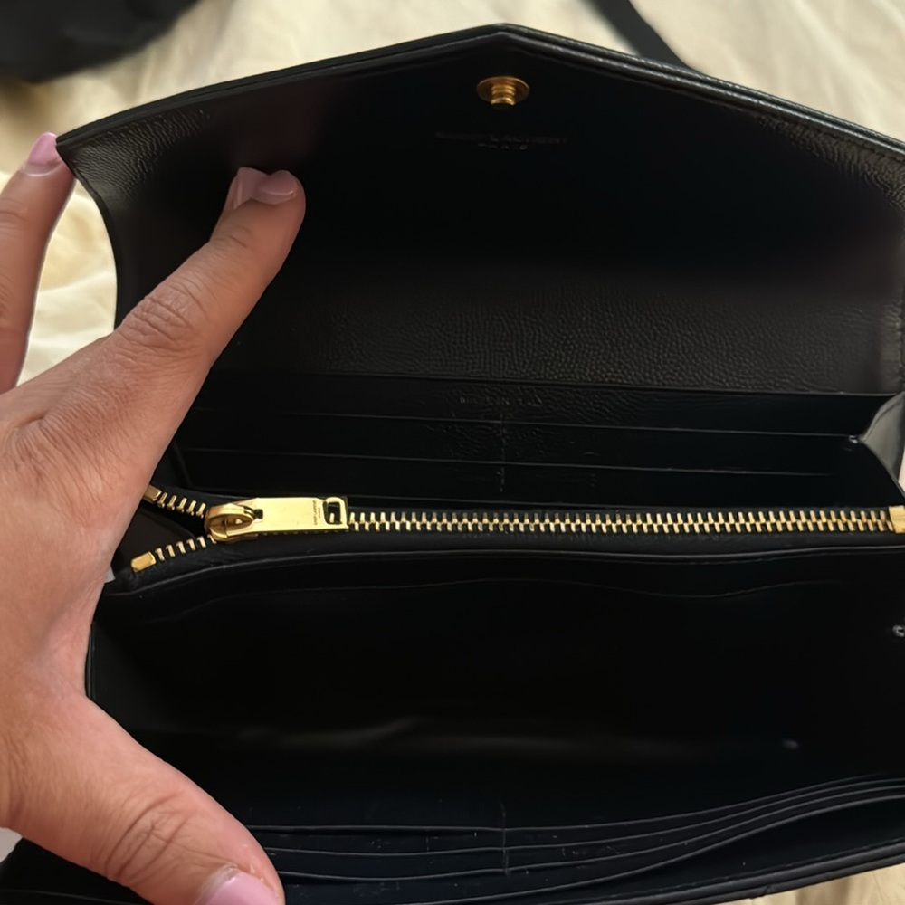 ❌SOLD❌EUC Authentic Saint Laurent Monogram Matelasse Leather Wallet Navy Blue - Picture 6 of 13